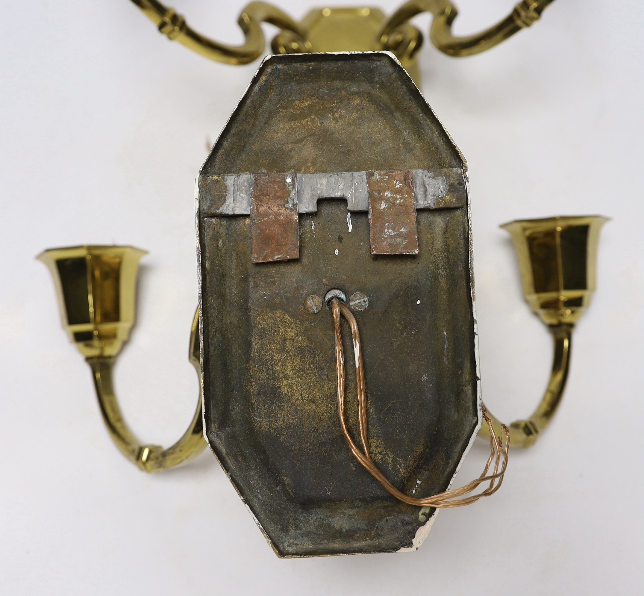 A pair early 20th century Dutch bronze wall sconces